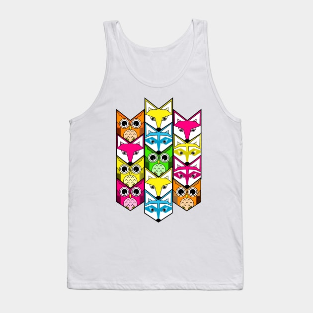 woodland chevron creatures in neon colors Tank Top by B0red